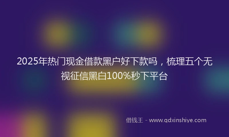2025年热门现金借款黑户好下款吗，梳理五个无视征信黑白100%秒下平台
