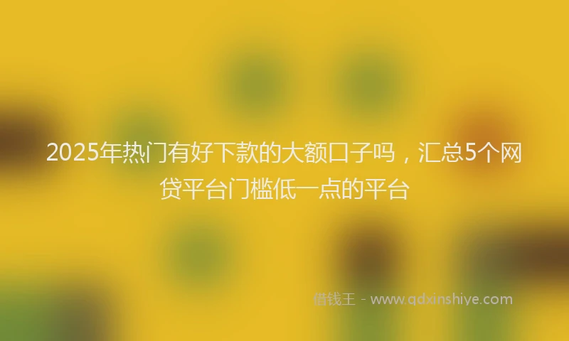 2025年热门有好下款的大额口子吗，汇总5个网贷平台门槛低一点的平台