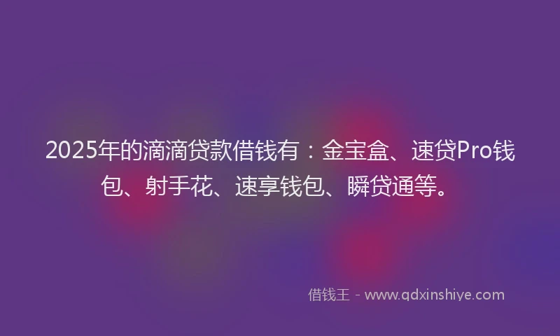 2025年的滴滴贷款借钱有：金宝盒、速贷Pro钱包、射手花、速享钱包、瞬贷通等。