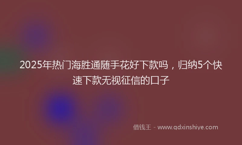 2025年热门海胜通随手花好下款吗，归纳5个快速下款无视征信的口子