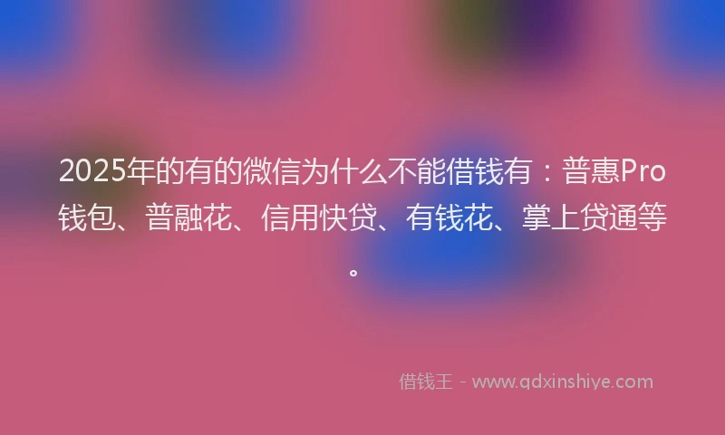 2025年的有的微信为什么不能借钱有：普惠Pro钱包、普融花、信用快贷、有钱花、掌上贷通等。