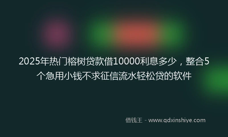 2025年热门榕树贷款借10000利息多少，整合5个急用小钱不求征信流水轻松贷的软件