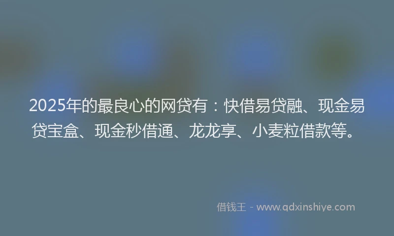 2025年的最良心的网贷有：快借易贷融、现金易贷宝盒、现金秒借通、龙龙享、小麦粒借款等。