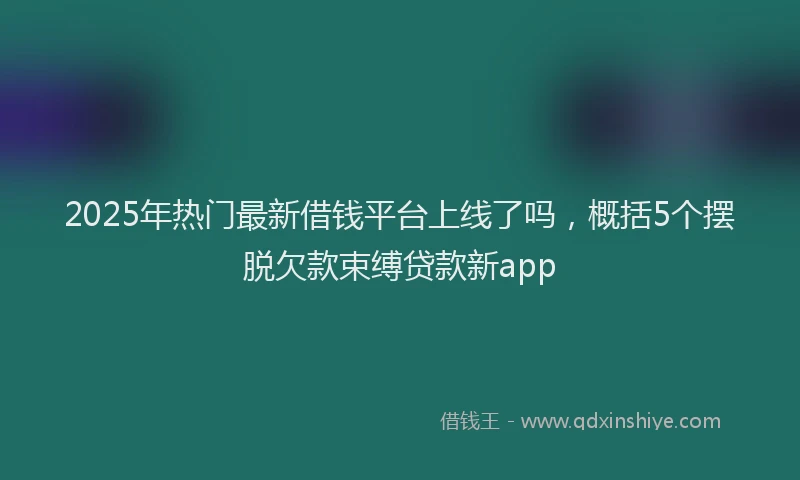 2025年热门最新借钱平台上线了吗，概括5个摆脱欠款束缚贷款新app