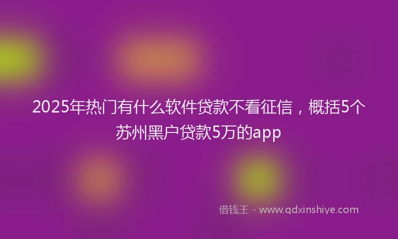 2025年热门有什么软件贷款不看征信，概括5个苏州黑户贷款5万的app