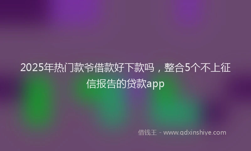 2025年热门款爷借款好下款吗，整合5个不上征信报告的贷款app