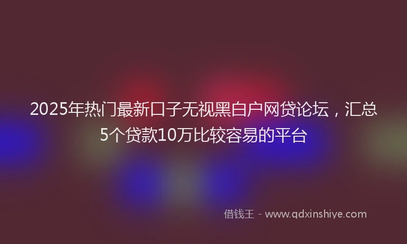 2025年热门最新口子无视黑白户网贷论坛，汇总5个贷款10万比较容易的平台