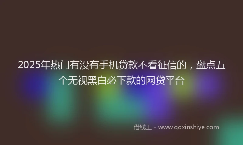 2025年热门有没有手机贷款不看征信的，盘点五个无视黑白必下款的网贷平台