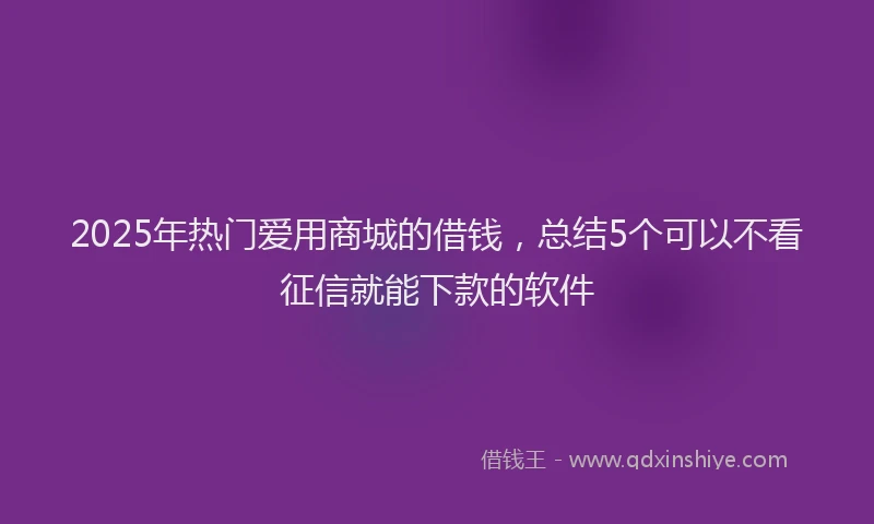 2025年热门爱用商城的借钱，总结5个可以不看征信就能下款的软件