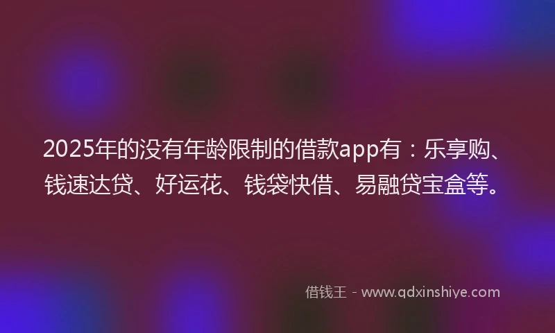 2025年的没有年龄限制的借款app有：乐享购、钱速达贷、好运花、钱袋快借、易融贷宝盒等。