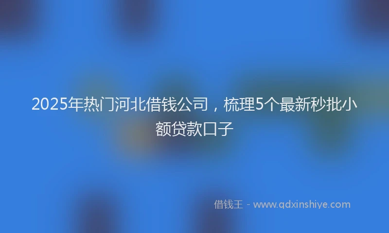 2025年热门河北借钱公司，梳理5个最新秒批小额贷款口子