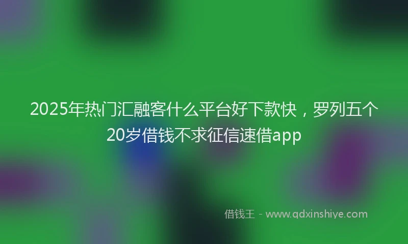 2025年热门汇融客什么平台好下款快，罗列五个20岁借钱不求征信速借app