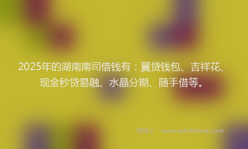 2025年的湖南南司借钱有：翼贷钱包、吉祥花、现金秒贷易融、水晶分期、随手借等。