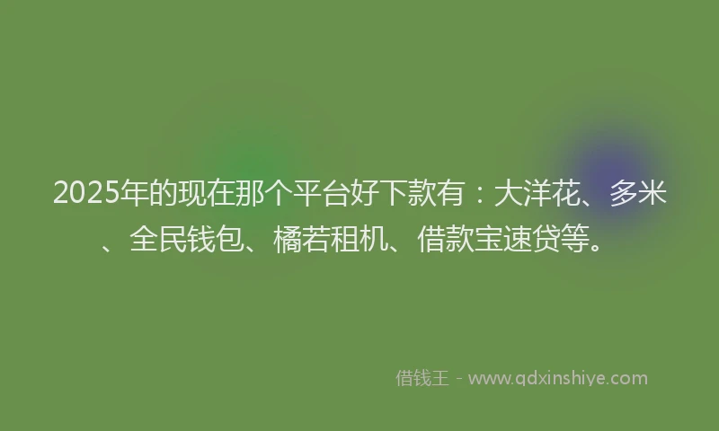 2025年的现在那个平台好下款有：大洋花、多米、全民钱包、橘若租机、借款宝速贷等。