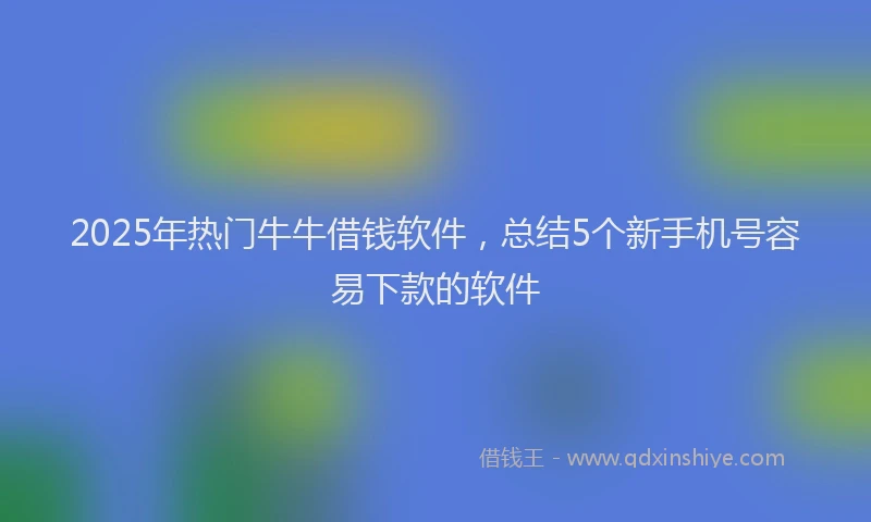 2025年热门牛牛借钱软件，总结5个新手机号容易下款的软件
