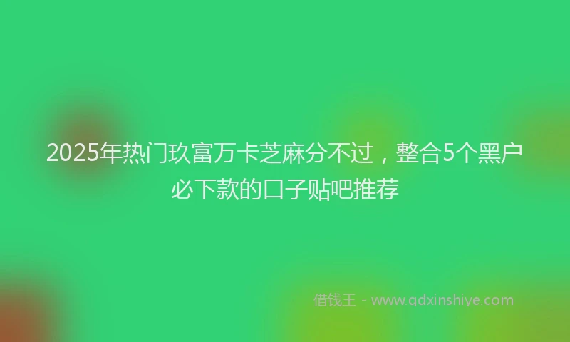 2025年热门玖富万卡芝麻分不过，整合5个黑户必下款的口子贴吧推荐