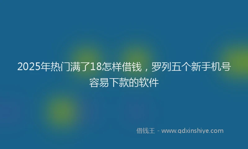 2025年热门满了18怎样借钱，罗列五个新手机号容易下款的软件