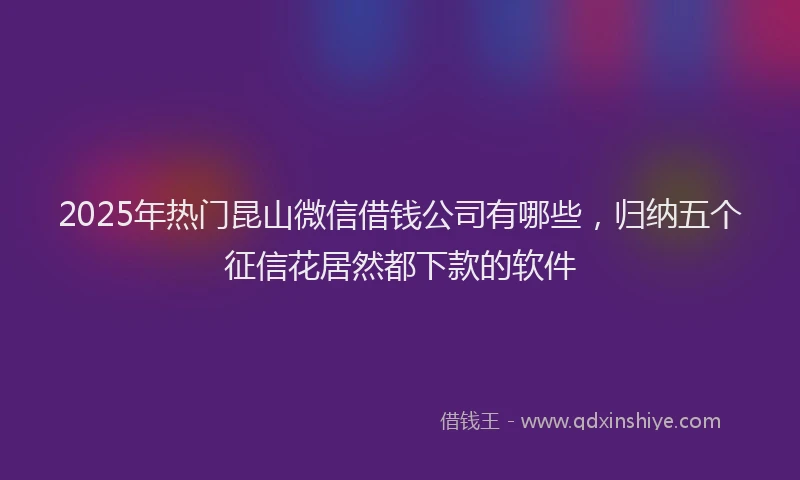 2025年热门昆山微信借钱公司有哪些，归纳五个征信花居然都下款的软件