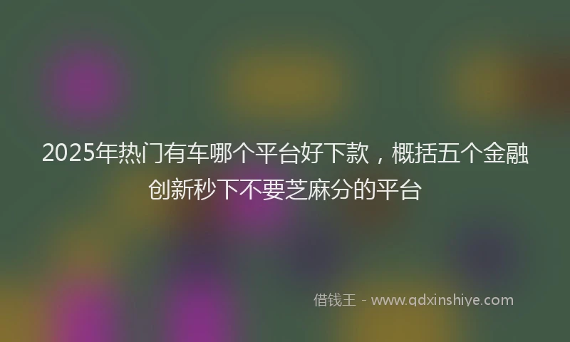 2025年热门有车哪个平台好下款，概括五个金融创新秒下不要芝麻分的平台