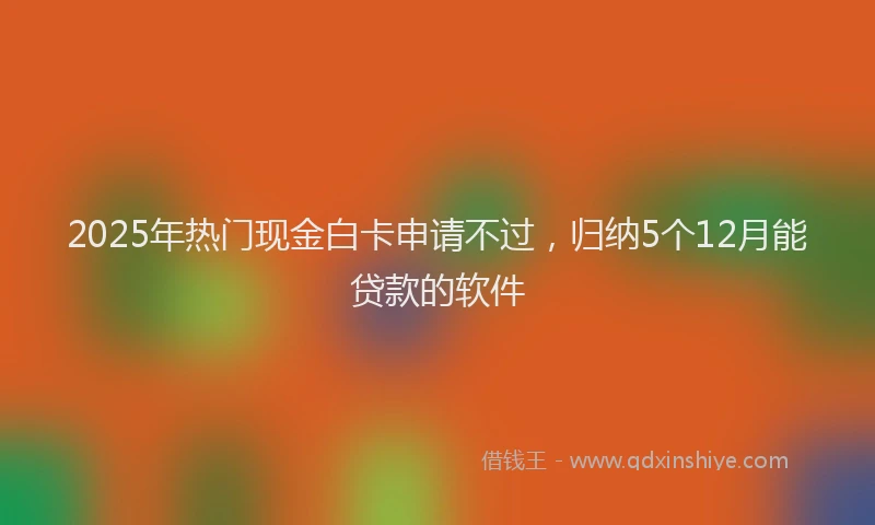 2025年热门现金白卡申请不过，归纳5个12月能贷款的软件