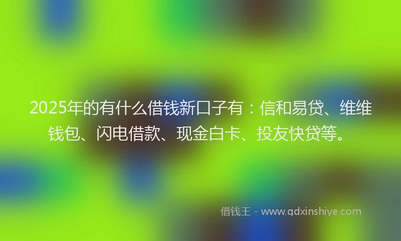 2025年的有什么借钱新口子有：信和易贷、维维钱包、闪电借款、现金白卡、投友快贷等。