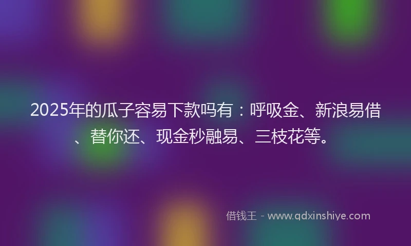 2025年的瓜子容易下款吗有：呼吸金、新浪易借、替你还、现金秒融易、三枝花等。