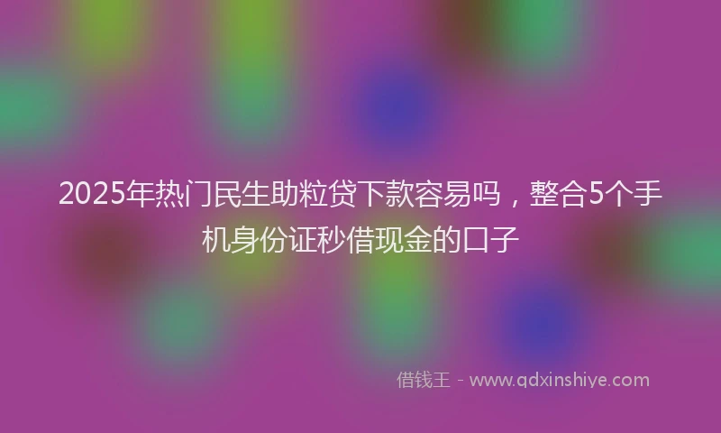 2025年热门民生助粒贷下款容易吗，整合5个手机身份证秒借现金的口子
