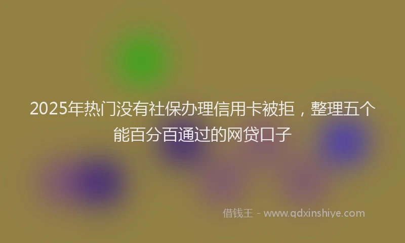 2025年热门没有社保办理信用卡被拒，整理五个能百分百通过的网贷口子