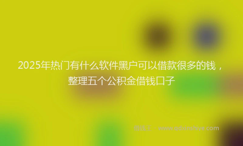 2025年热门有什么软件黑户可以借款很多的钱，整理五个公积金借钱口子