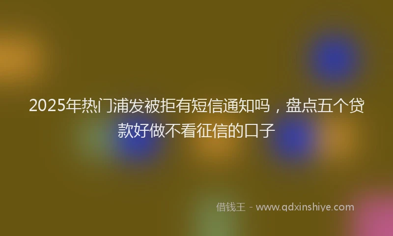 2025年热门浦发被拒有短信通知吗，盘点五个贷款好做不看征信的口子