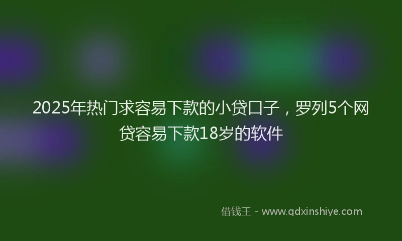 2025年热门求容易下款的小贷口子，罗列5个网贷容易下款18岁的软件