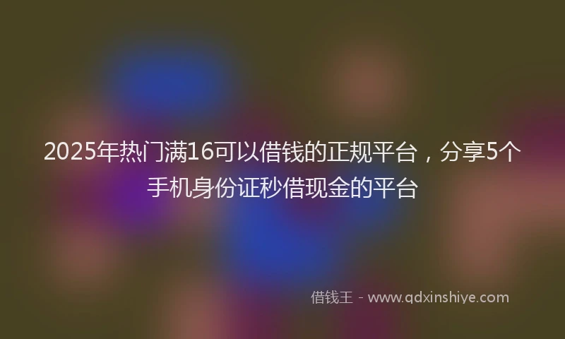 2025年热门满16可以借钱的正规平台，分享5个手机身份证秒借现金的平台