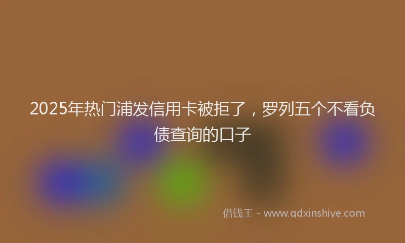 2025年热门浦发信用卡被拒了，罗列五个不看负债查询的口子