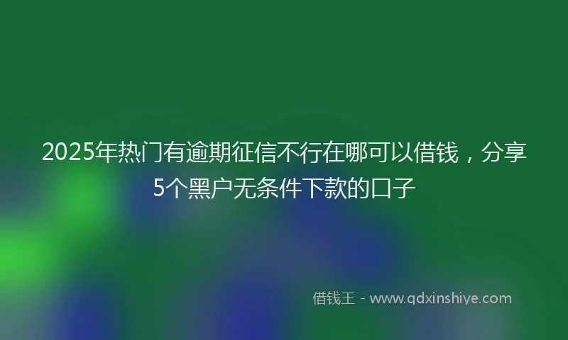 2025年热门有逾期征信不行在哪可以借钱，分享5个黑户无条件下款的口子