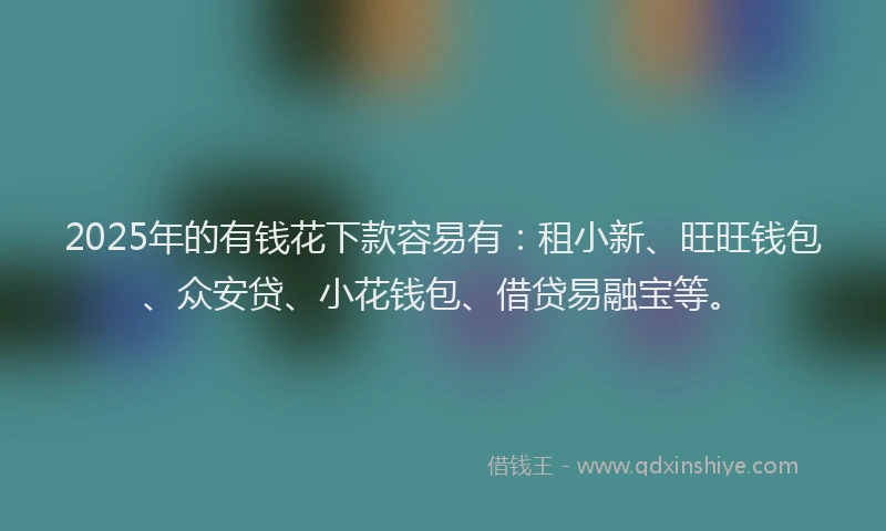 2025年的有钱花下款容易有：租小新、旺旺钱包、众安贷、小花钱包、借贷易融宝等。