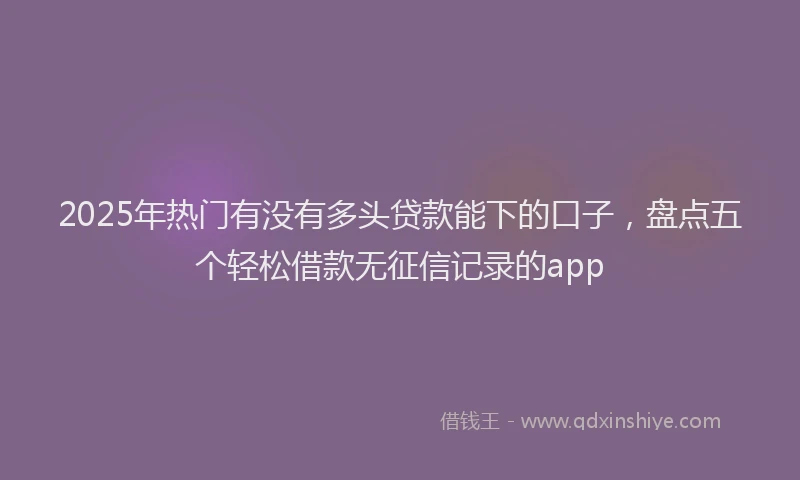 2025年热门有没有多头贷款能下的口子，盘点五个轻松借款无征信记录的app