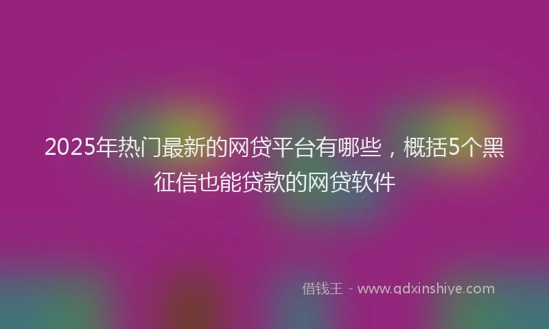 2025年热门最新的网贷平台有哪些，概括5个黑征信也能贷款的网贷软件