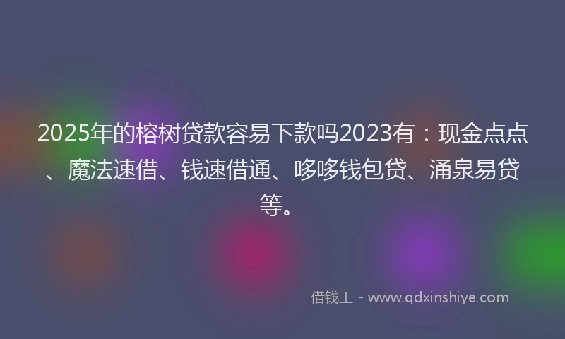 2025年的榕树贷款容易下款吗2023有：现金点点、魔法速借、钱速借通、哆哆钱包贷、涌泉易贷等。