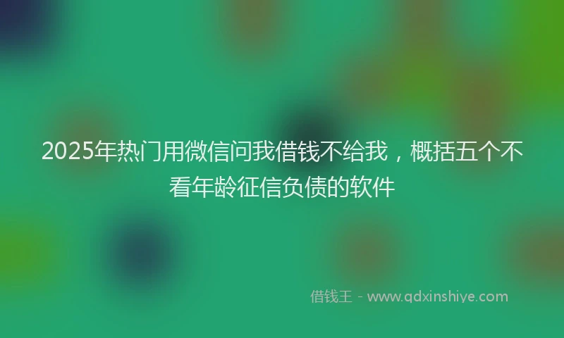 2025年热门用微信问我借钱不给我，概括五个不看年龄征信负债的软件