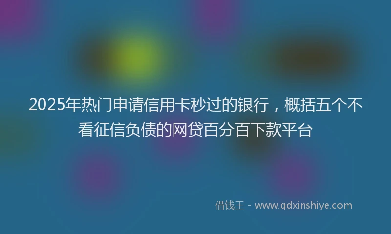 2025年热门申请信用卡秒过的银行，概括五个不看征信负债的网贷百分百下款平台