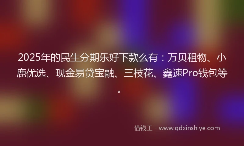 2025年的民生分期乐好下款么有：万贝租物、小鹿优选、现金易贷宝融、三枝花、鑫速Pro钱包等。