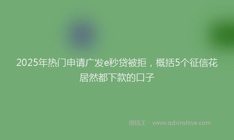 2025年热门申请广发e秒贷被拒，概括5个征信花居然都下款的口子