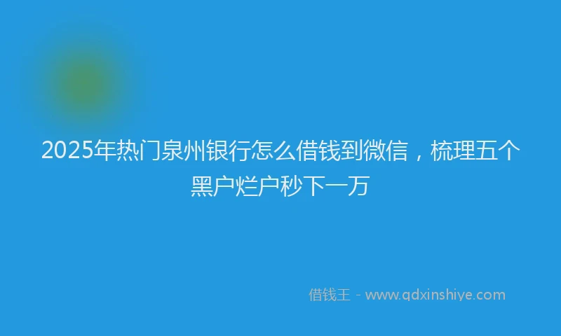 2025年热门泉州银行怎么借钱到微信，梳理五个黑户烂户秒下一万