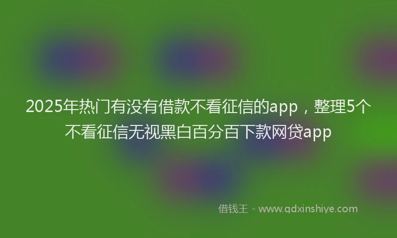 2025年热门有没有借款不看征信的app，整理5个不看征信无视黑白百分百下款网贷app