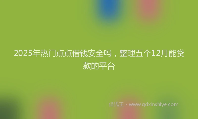 2025年热门点点借钱安全吗，整理五个12月能贷款的平台