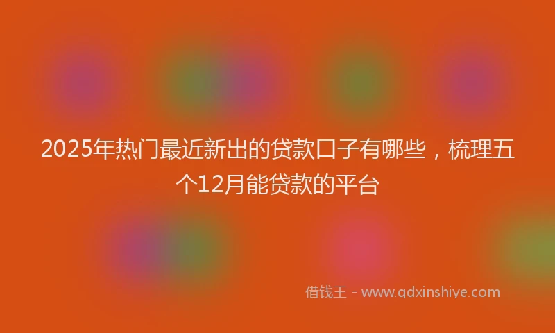 2025年热门最近新出的贷款口子有哪些，梳理五个12月能贷款的平台