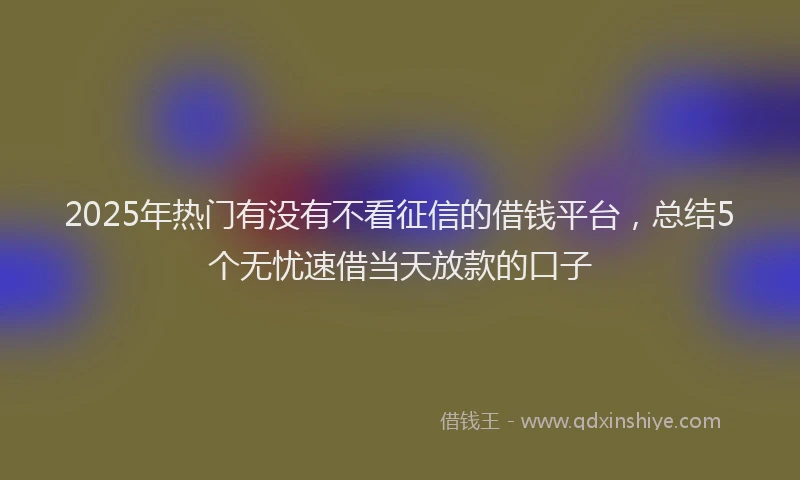 2025年热门有没有不看征信的借钱平台，总结5个无忧速借当天放款的口子