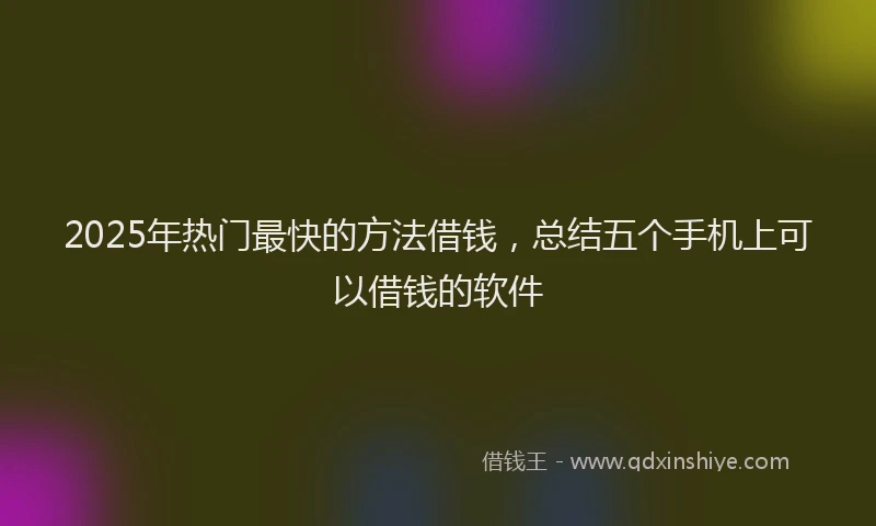 2025年热门最快的方法借钱，总结五个手机上可以借钱的软件