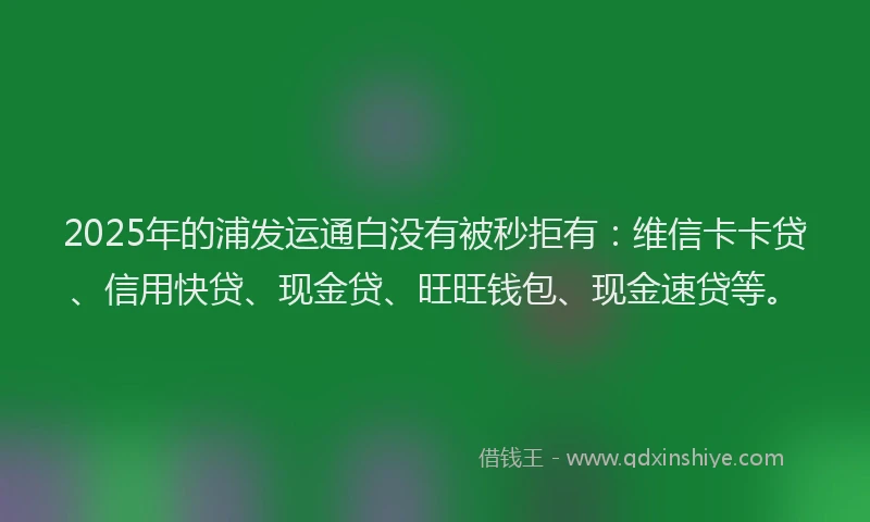 2025年的浦发运通白没有被秒拒有：维信卡卡贷、信用快贷、现金贷、旺旺钱包、现金速贷等。