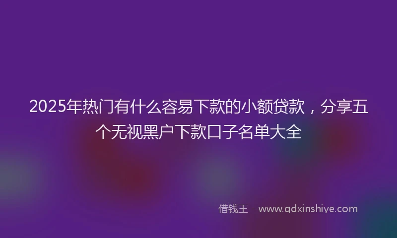 2025年热门有什么容易下款的小额贷款，分享五个无视黑户下款口子名单大全
